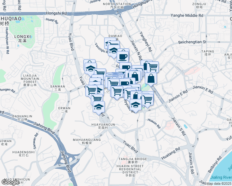 map of restaurants, bars, coffee shops, grocery stores, and more near in 