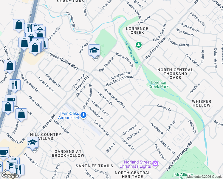 map of restaurants, bars, coffee shops, grocery stores, and more near 13922 Laurel Hollow in San Antonio