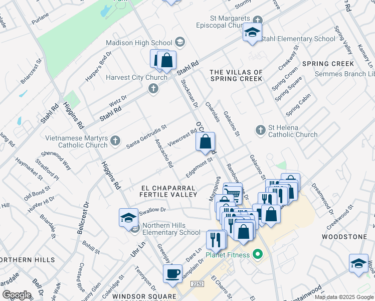 map of restaurants, bars, coffee shops, grocery stores, and more near 5037 Ayrshire Drive in San Antonio