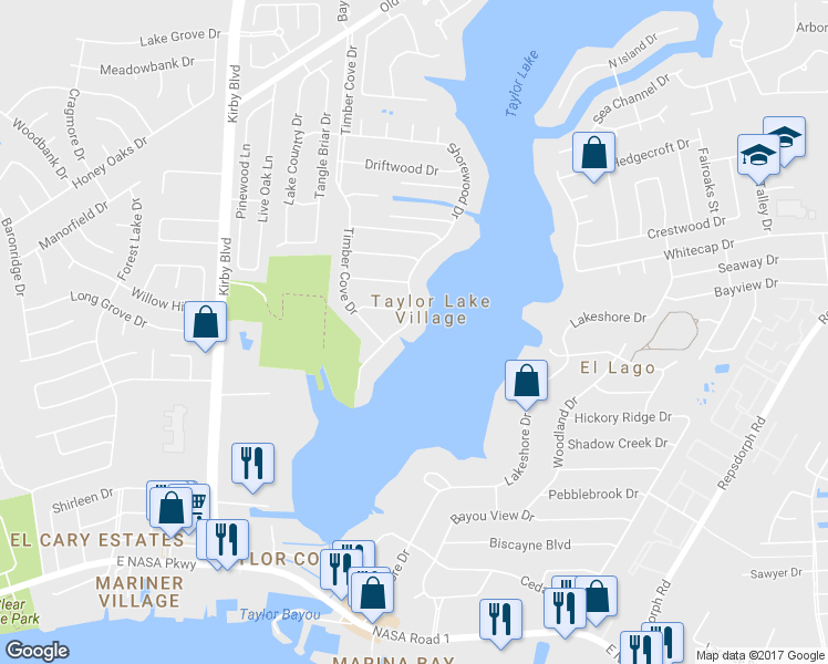 map of restaurants, bars, coffee shops, grocery stores, and more near 714 Shorewood Drive in Seabrook