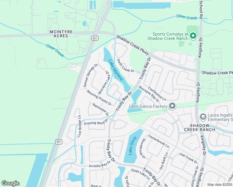 map of restaurants, bars, coffee shops, grocery stores, and more near 2106 Cambridge Bay Drive in Pearland