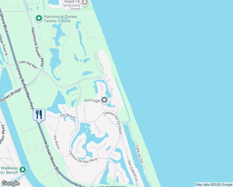 map of restaurants, bars, coffee shops, grocery stores, and more near 105 Avenue De La Mer in Palm Coast