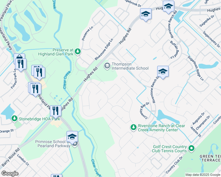 map of restaurants, bars, coffee shops, grocery stores, and more near 1918 Cedar Ridge Lane in Houston