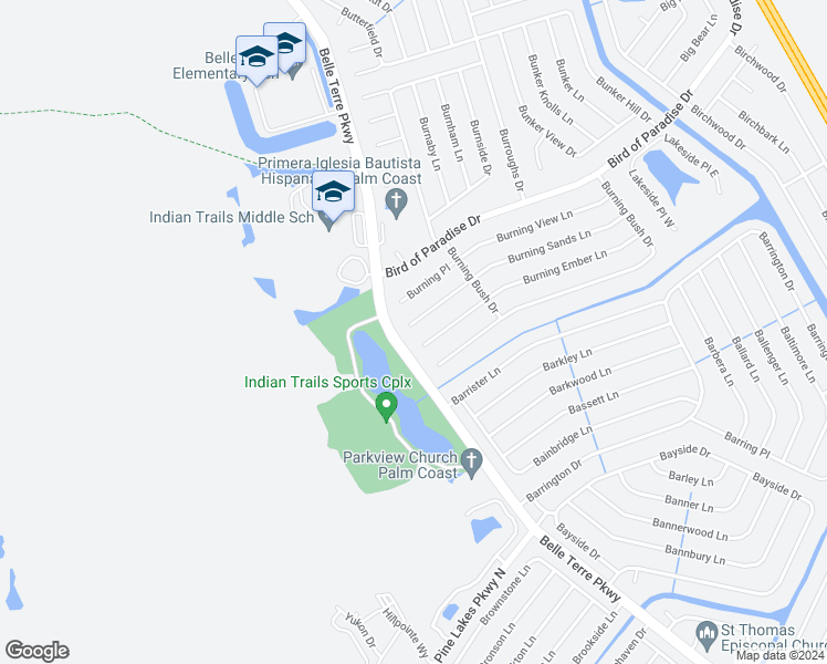 map of restaurants, bars, coffee shops, grocery stores, and more near 21 Burning Wick Place in Palm Coast
