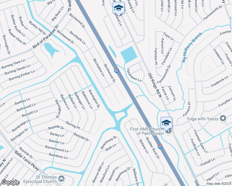 map of restaurants, bars, coffee shops, grocery stores, and more near 9 Birchfield Place in Palm Coast