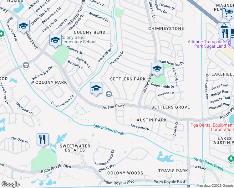 map of restaurants, bars, coffee shops, grocery stores, and more near 3322 Kempwood Drive in Sugar Land