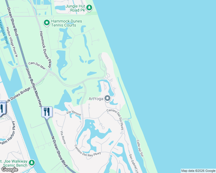 map of restaurants, bars, coffee shops, grocery stores, and more near 11 Viscaya Drive in Palm Coast