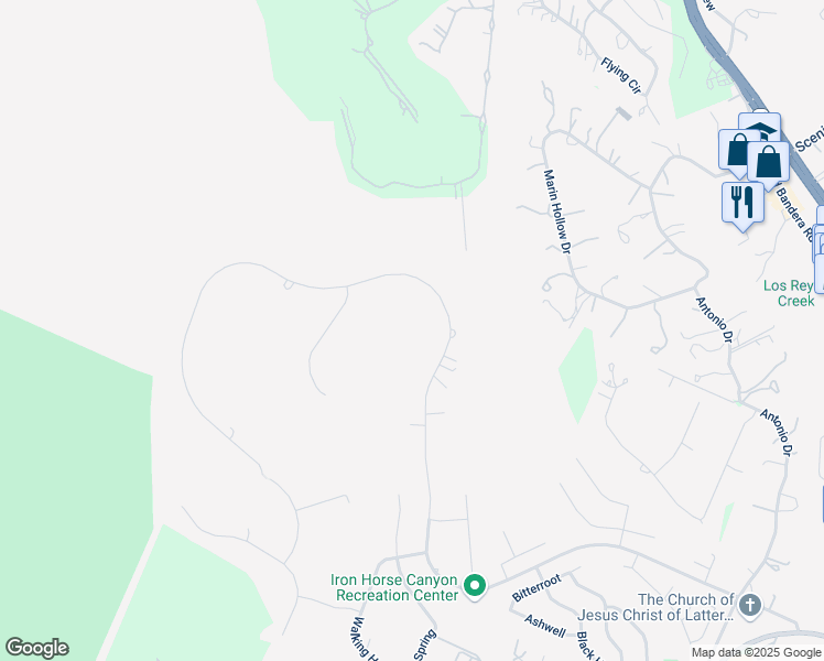 map of restaurants, bars, coffee shops, grocery stores, and more near 14233 Iron Horse Way in Helotes
