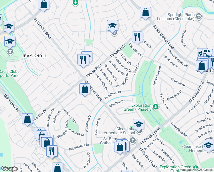 map of restaurants, bars, coffee shops, grocery stores, and more near 1022 Kemberton Drive in Houston
