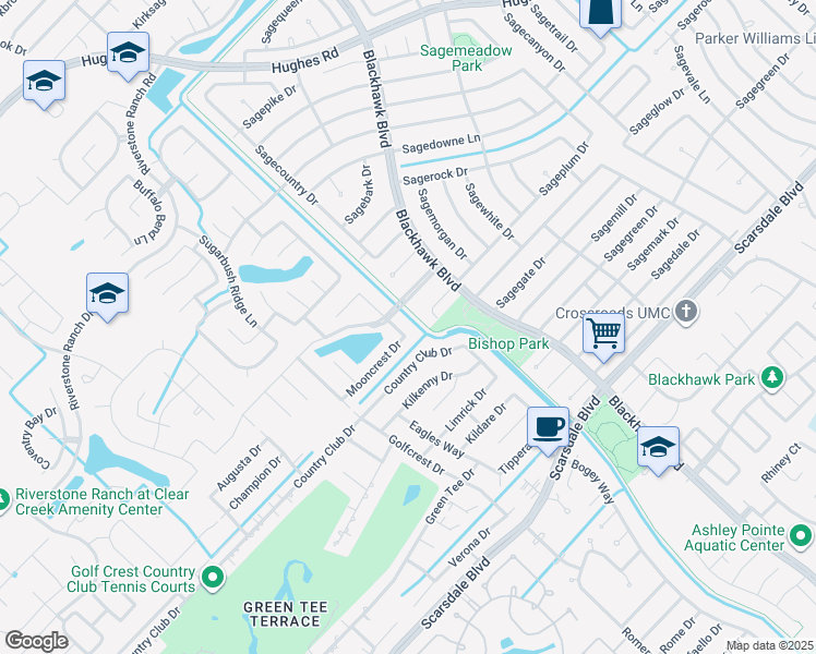 map of restaurants, bars, coffee shops, grocery stores, and more near 2503 Hook Left Drive in Houston