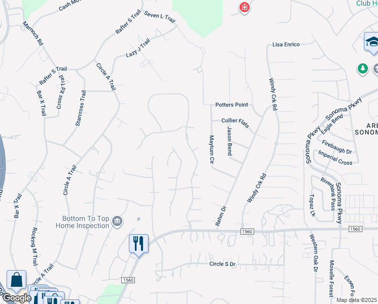 map of restaurants, bars, coffee shops, grocery stores, and more near 13914 French Oaks in Helotes