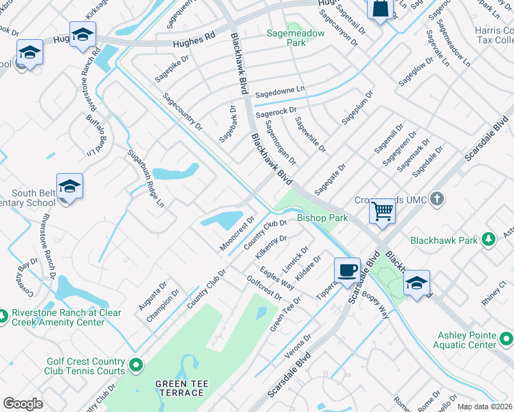 map of restaurants, bars, coffee shops, grocery stores, and more near 2503 Hook Left Drive in Houston