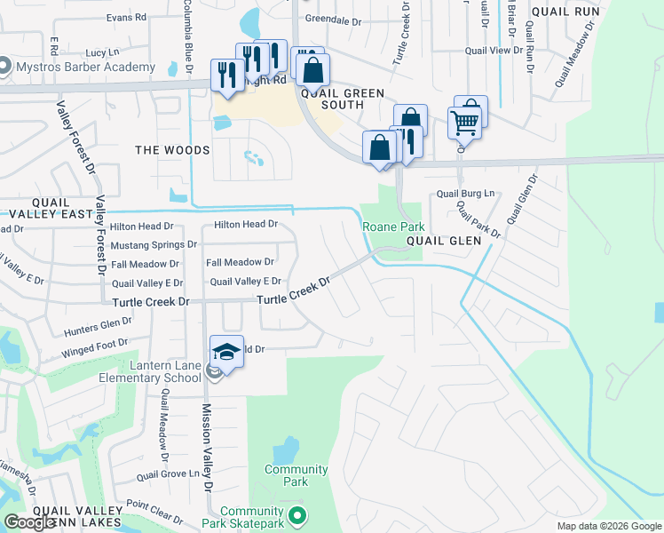 map of restaurants, bars, coffee shops, grocery stores, and more near 3018 Cherry Hills Drive in Missouri City