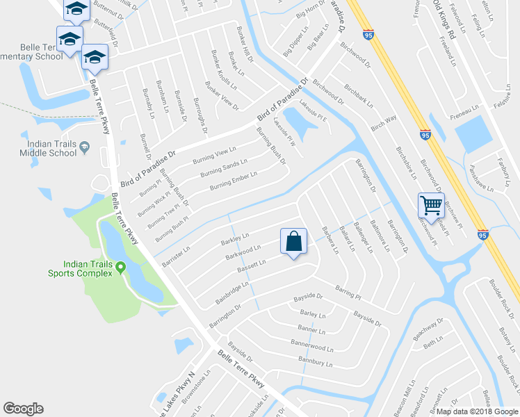 map of restaurants, bars, coffee shops, grocery stores, and more near 55 Barrister Lane in Palm Coast