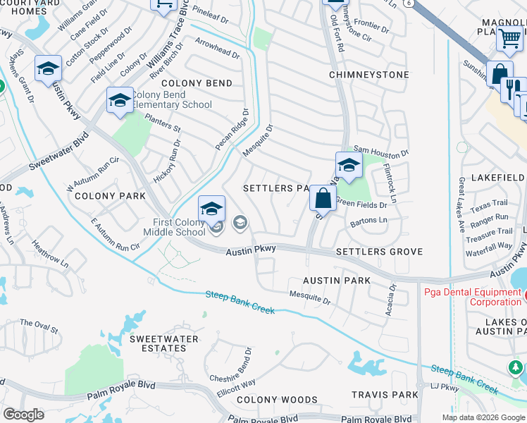 map of restaurants, bars, coffee shops, grocery stores, and more near 3315 Kempwood Drive in Sugar Land