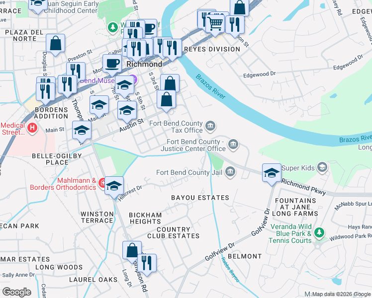 map of restaurants, bars, coffee shops, grocery stores, and more near 213 Wheaton Street in Richmond