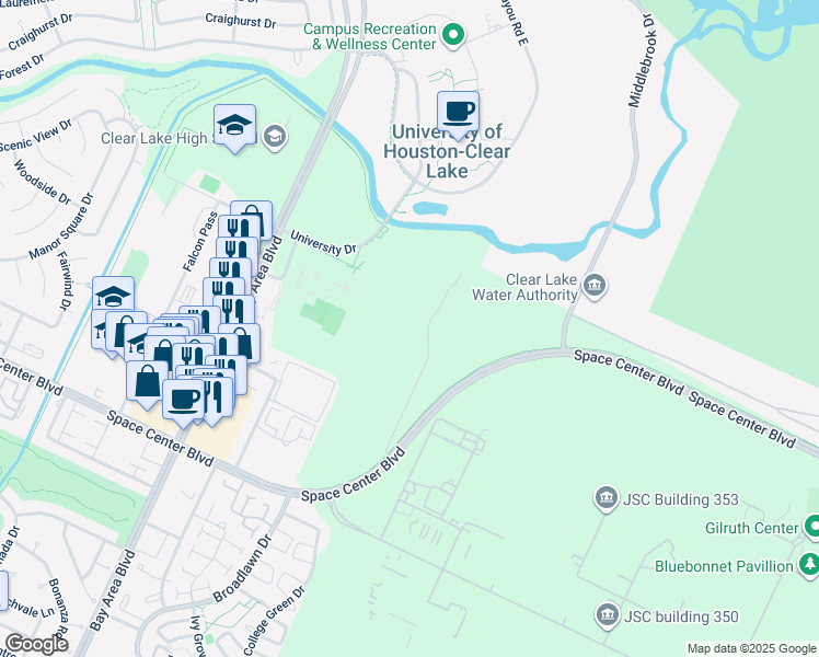 map of restaurants, bars, coffee shops, grocery stores, and more near 3000 Polaris in Houston