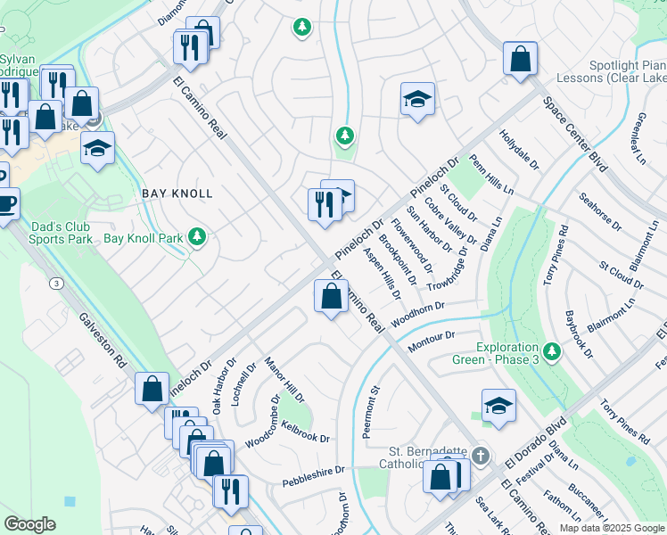 map of restaurants, bars, coffee shops, grocery stores, and more near in Houston