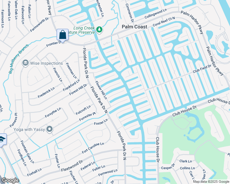 map of restaurants, bars, coffee shops, grocery stores, and more near 11 Fletcher Court in Palm Coast