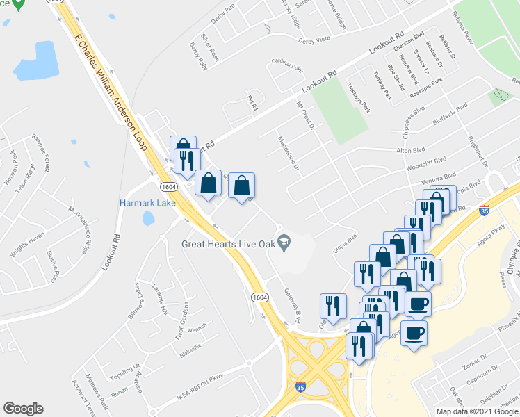 map of restaurants, bars, coffee shops, grocery stores, and more near 7591 Gateway Boulevard in Live Oak