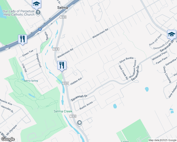 map of restaurants, bars, coffee shops, grocery stores, and more near 3710 Acorn Place in Selma