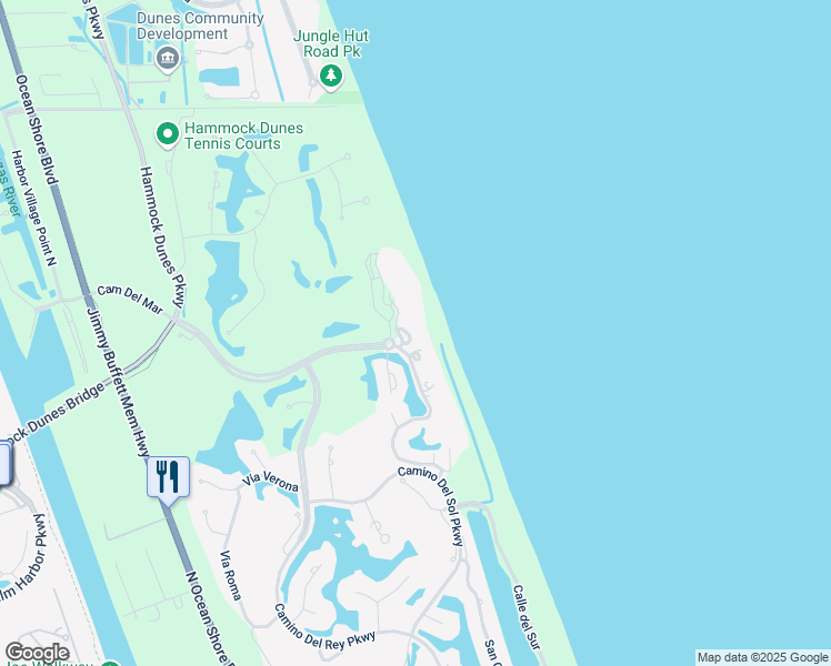 map of restaurants, bars, coffee shops, grocery stores, and more near 7 Avenue De La Mer in Palm Coast
