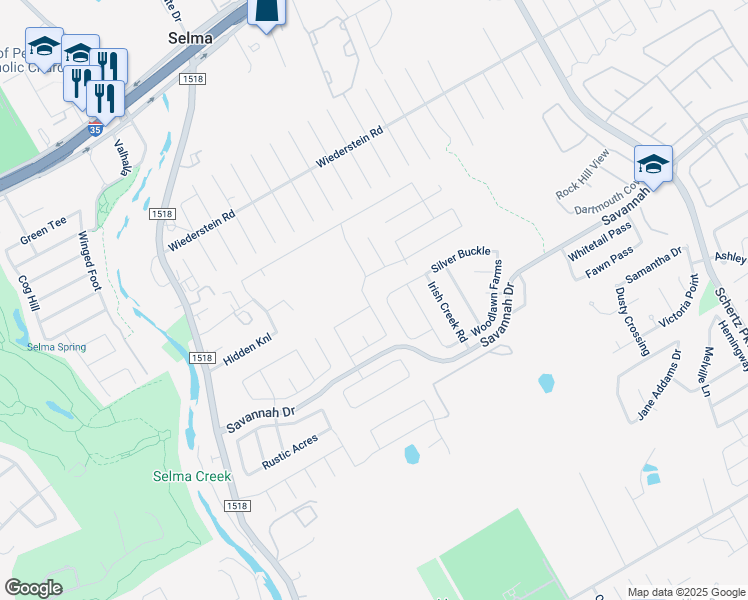 map of restaurants, bars, coffee shops, grocery stores, and more near 3632 Lazy Diamond in Selma