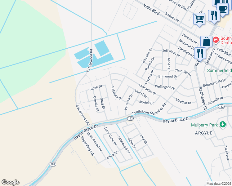 map of restaurants, bars, coffee shops, grocery stores, and more near 102 Newsom Drive in Houma
