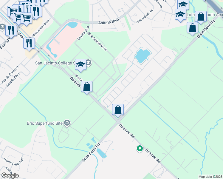 map of restaurants, bars, coffee shops, grocery stores, and more near 11915 Keystone Spring Way in Houston