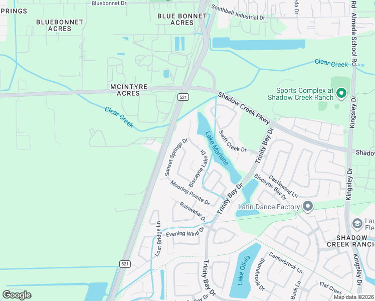 map of restaurants, bars, coffee shops, grocery stores, and more near 1927 Lily Canyon Lane in Pearland