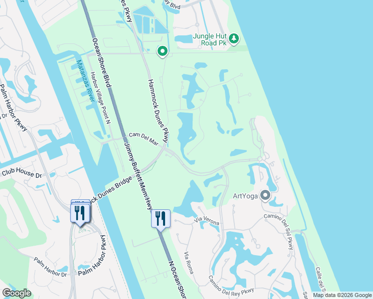 map of restaurants, bars, coffee shops, grocery stores, and more near 24 San Marco Court in Palm Coast