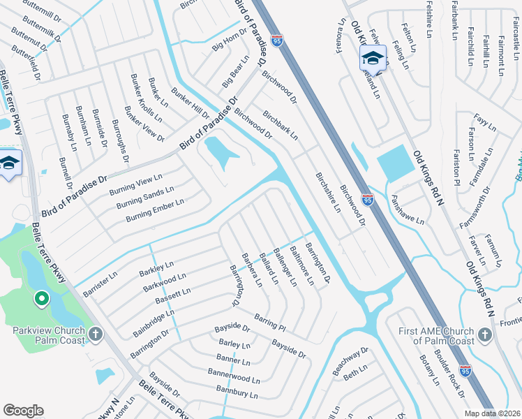 map of restaurants, bars, coffee shops, grocery stores, and more near 4 Ballenger Lane in Palm Coast