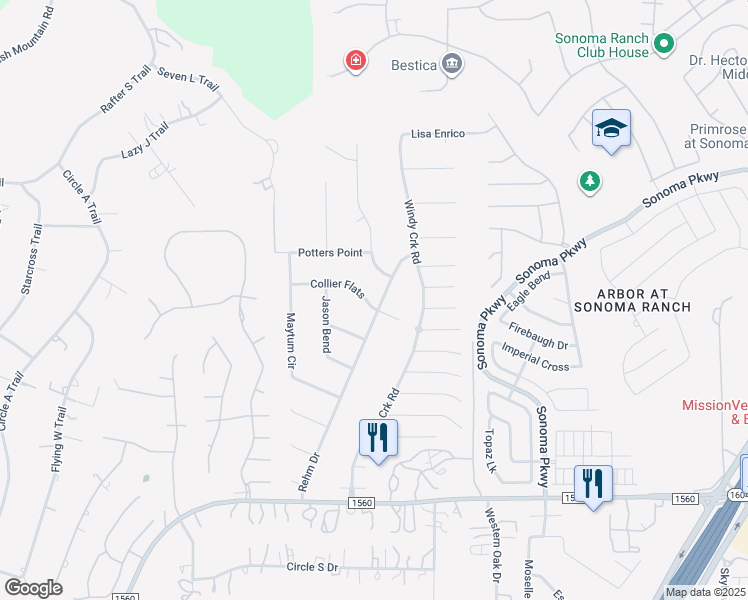 map of restaurants, bars, coffee shops, grocery stores, and more near 9403 Collier Flats in Helotes