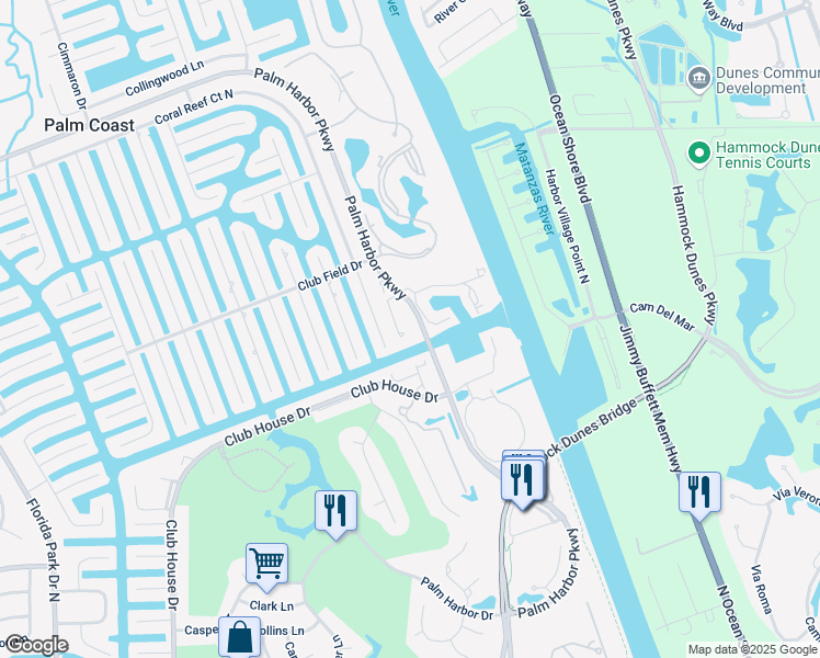 map of restaurants, bars, coffee shops, grocery stores, and more near 200 Bella Harbor Court in Palm Coast