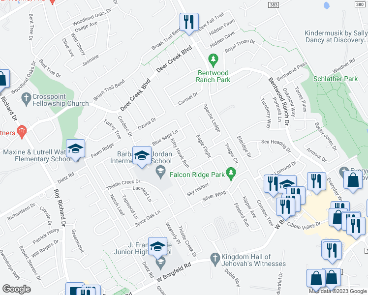 map of restaurants, bars, coffee shops, grocery stores, and more near 136 Pilot Point in Cibolo