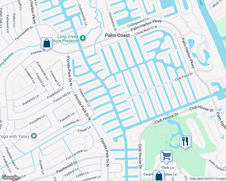 map of restaurants, bars, coffee shops, grocery stores, and more near 11 Cherry Court in Palm Coast