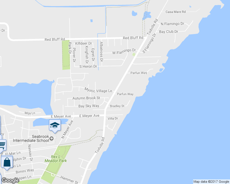 map of restaurants, bars, coffee shops, grocery stores, and more near Todville Road in Seabrook