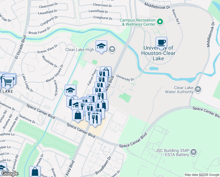 map of restaurants, bars, coffee shops, grocery stores, and more near 311-3 Graduate Drive in Houston