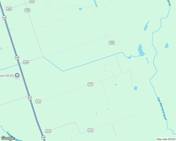 map of restaurants, bars, coffee shops, grocery stores, and more near 14215-15157 County Road 272 in East Bernard