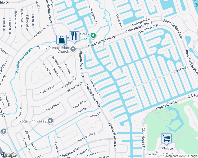 map of restaurants, bars, coffee shops, grocery stores, and more near 13 Flametree Court in Palm Coast