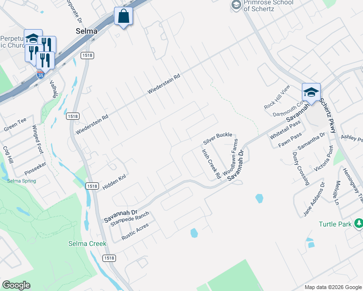 map of restaurants, bars, coffee shops, grocery stores, and more near 3715 Painted Tracks in Selma