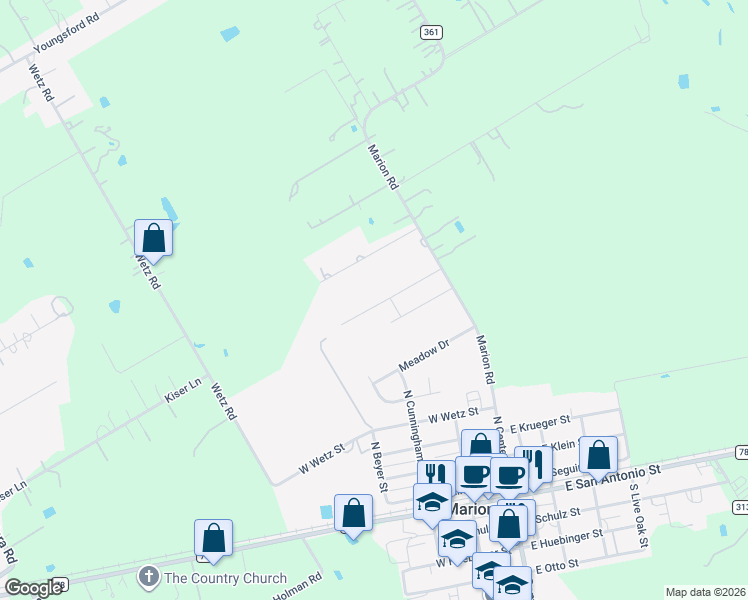 map of restaurants, bars, coffee shops, grocery stores, and more near 162 Lost Maples Way in Marion