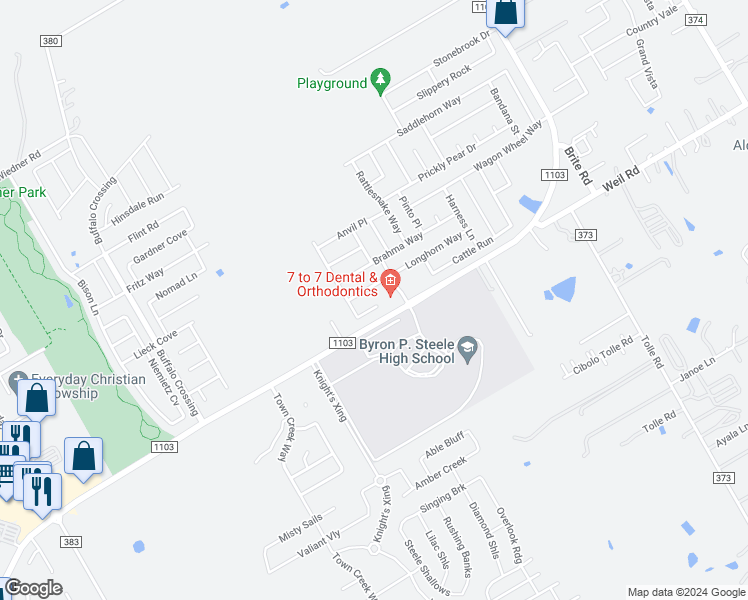 map of restaurants, bars, coffee shops, grocery stores, and more near 228 Jersey Bend in Cibolo