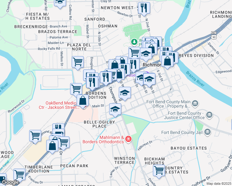 map of restaurants, bars, coffee shops, grocery stores, and more near 417 South 11th Street in Richmond