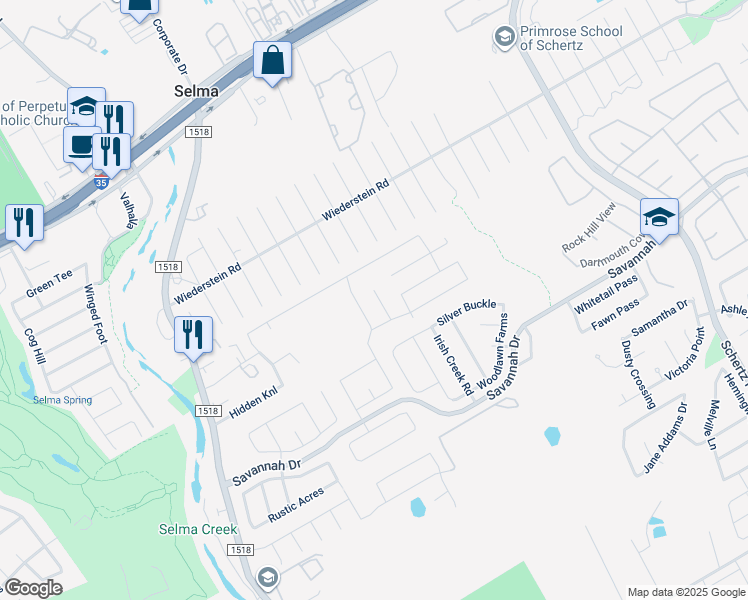 map of restaurants, bars, coffee shops, grocery stores, and more near 3715 Painted Tracks in Selma