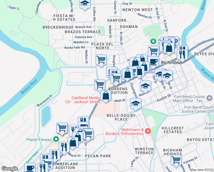 map of restaurants, bars, coffee shops, grocery stores, and more near 1600 Jackson Street in Richmond