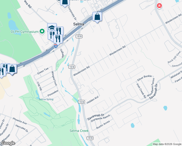 map of restaurants, bars, coffee shops, grocery stores, and more near 15305 Capri Lane in Selma