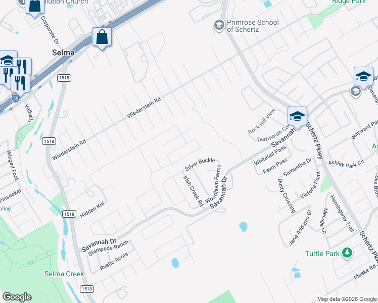 map of restaurants, bars, coffee shops, grocery stores, and more near 470 Harvest Point in Selma