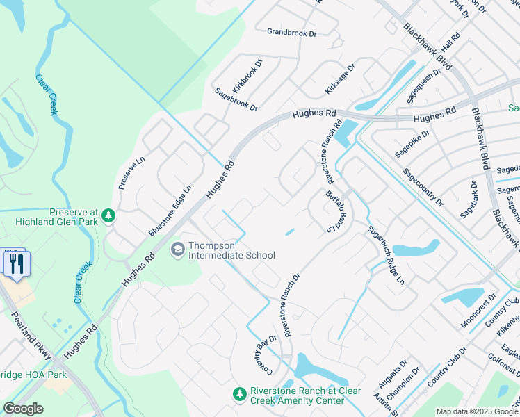 map of restaurants, bars, coffee shops, grocery stores, and more near 2703 Pennfield Valley Way in Houston