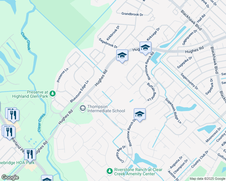 map of restaurants, bars, coffee shops, grocery stores, and more near 2703 Pennfield Valley Way in Houston